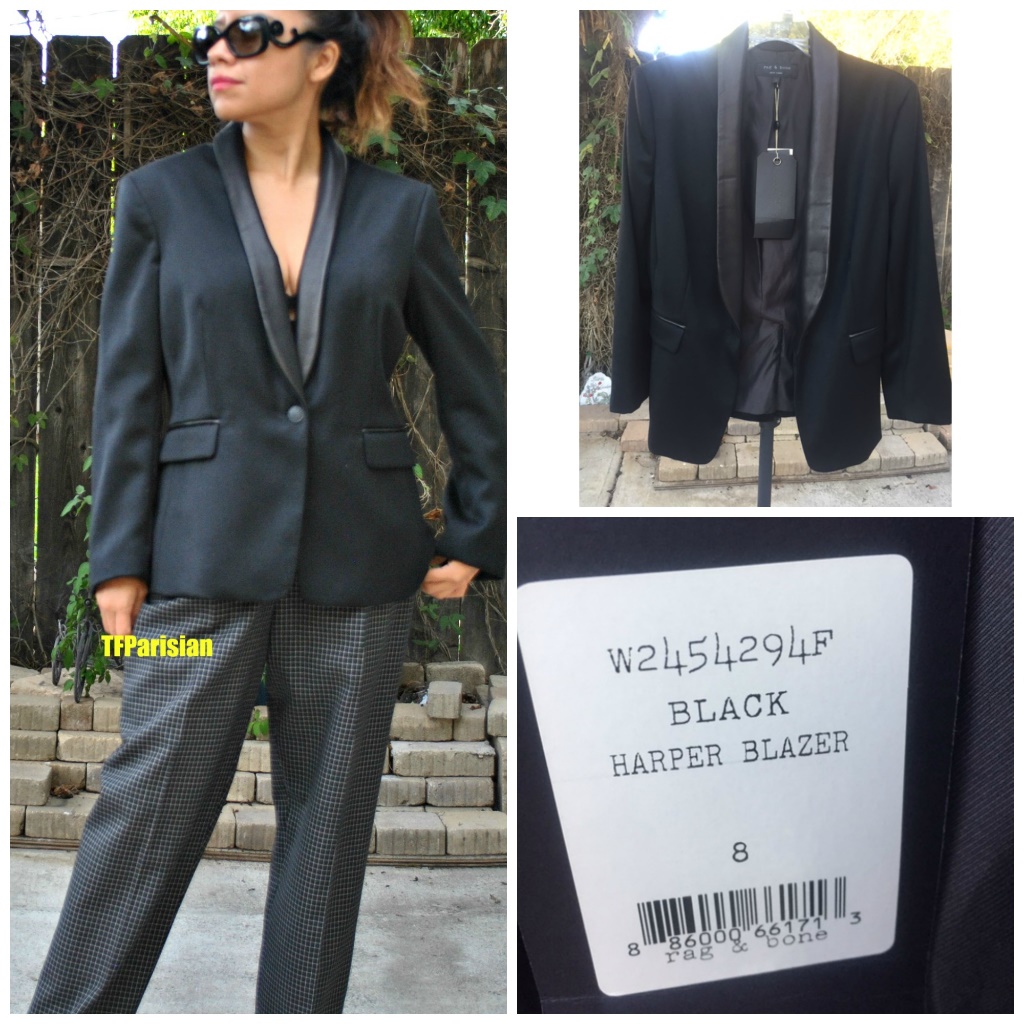 Rag & Bone New York Women’s Black Tuxedo Blazer Wi